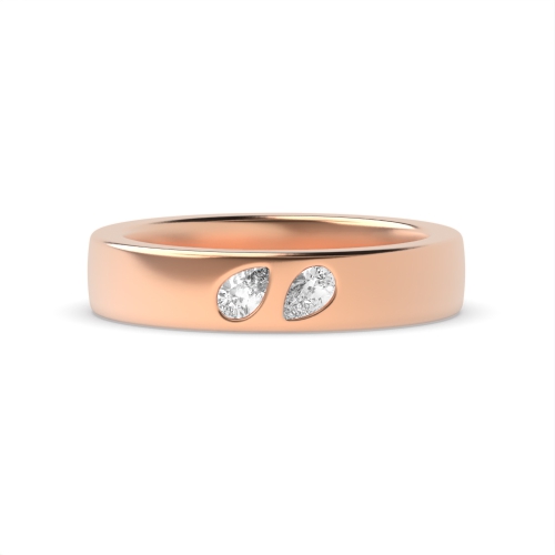 Prong Pear Rose Gold Ether whisper Band Diamond Rings