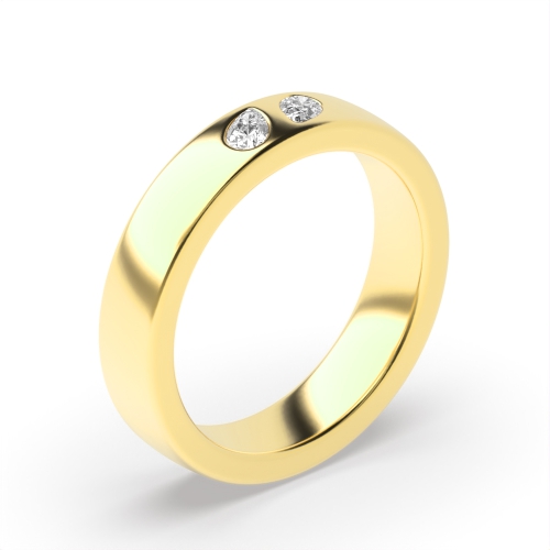 Prong Pear Yellow Gold Ether whisper Band Diamond Rings
