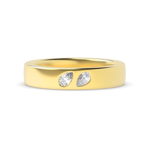 Prong Pear Yellow Gold Ether whisper Band Diamond Rings