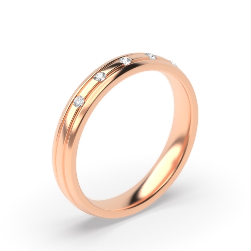 Bezel Setting Round Rose Gold Ethereal veil Eternity Diamond Rings