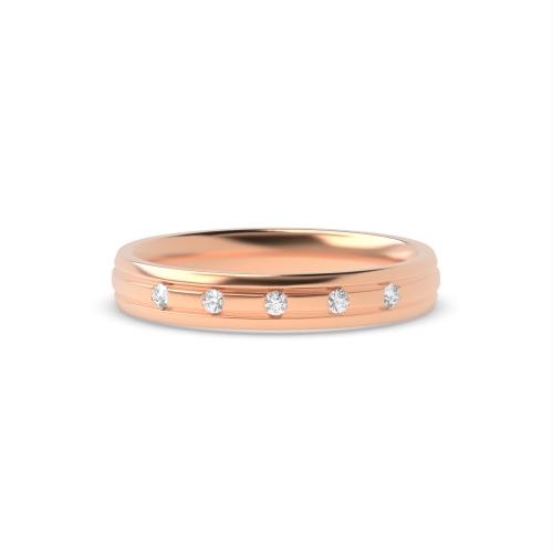 Bezel Setting Round Rose Gold Ethereal veil Eternity Diamond Rings