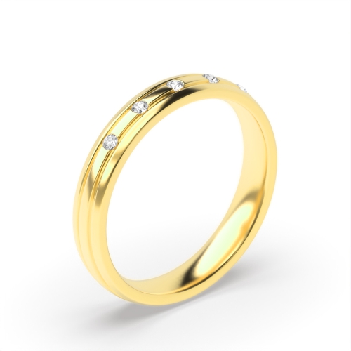 Bezel Setting Round Yellow Gold Ethereal veil Eternity Diamond Rings