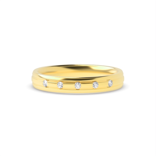 Bezel Setting Round Yellow Gold Ethereal veil Eternity Diamond Rings