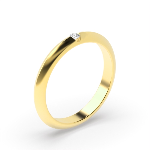 Channel Setting Round Yellow Gold Spectra veil Band Diamond Rings