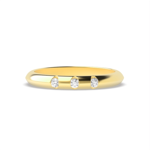 Channel Setting Round Yellow Gold Luminance bands Band Diamond Rings