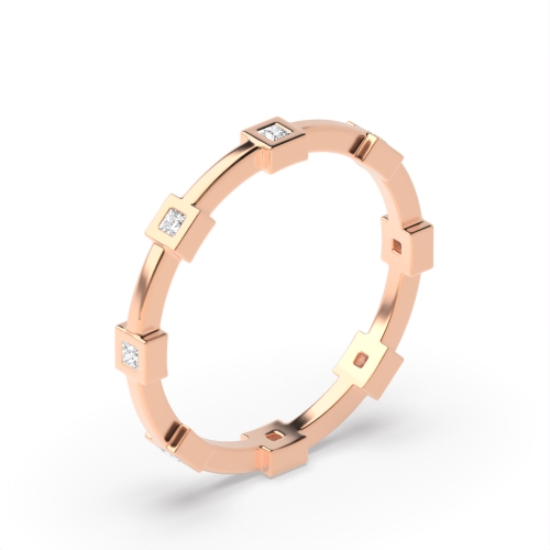 Bezel Setting Princess Rose Gold Solar veil Eternity Engagement Rings