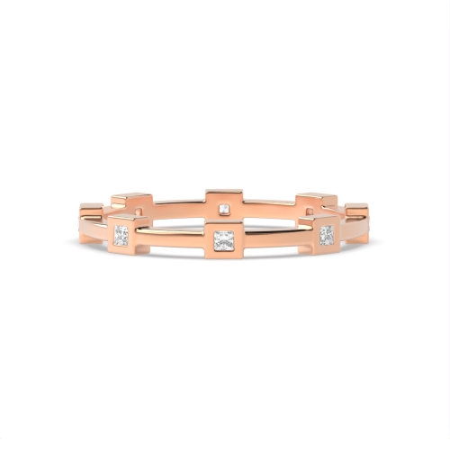 Bezel Setting Princess Rose Gold Solar veil Eternity Engagement Rings