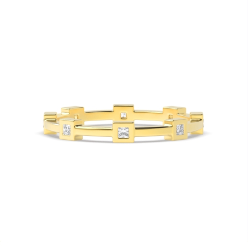 Bezel Setting Princess Yellow Gold Solar veil Eternity Engagement Rings