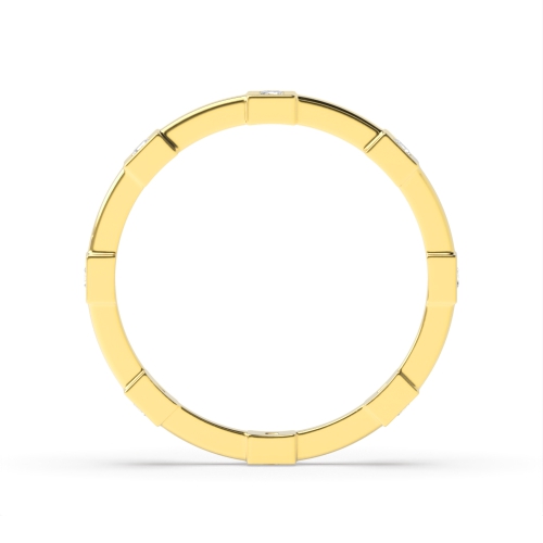 Bezel Setting Princess Yellow Gold Solar veil Eternity Engagement Rings