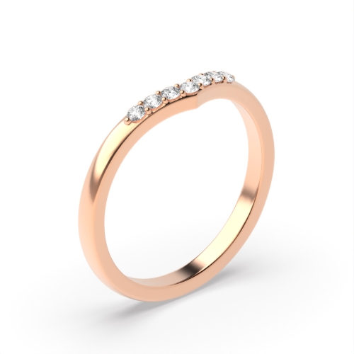 4 Prong Round Rose Gold Wishbones Women's Shaped Wedding Rings & Bands