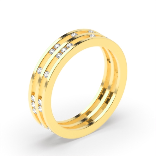 Channel Setting Round Yellow Gold Ethereal bands Eternity Engagement Rings