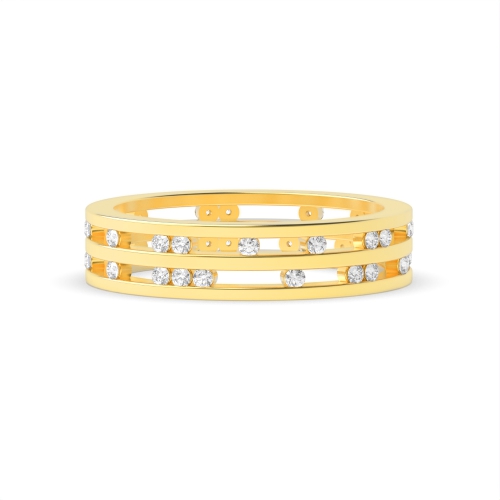 Channel Setting Round Yellow Gold Ethereal bands Eternity Engagement Rings