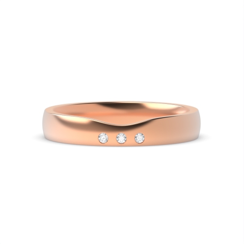 Flush Setting Round Rose Gold Band Diamond Rings