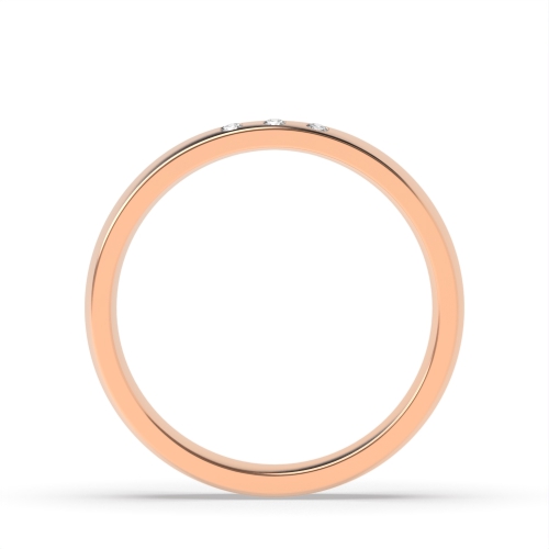 Flush Setting Round Rose Gold Band Diamond Rings