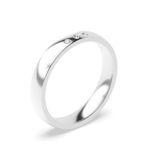 Flush Setting Round White Gold Band Diamond Rings