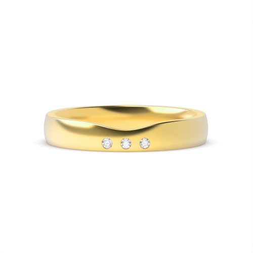 Flush Setting Round Yellow Gold Band Diamond Rings