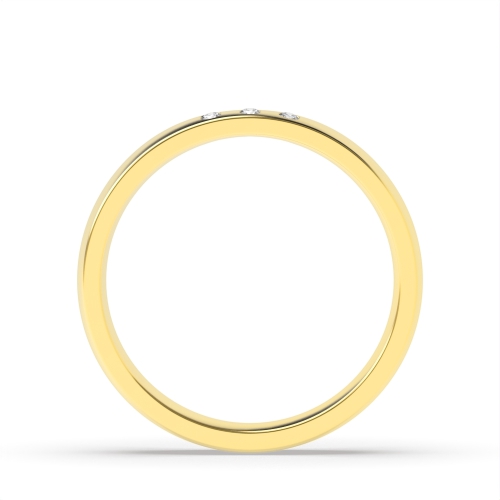 Flush Setting Round Yellow Gold Band Diamond Rings