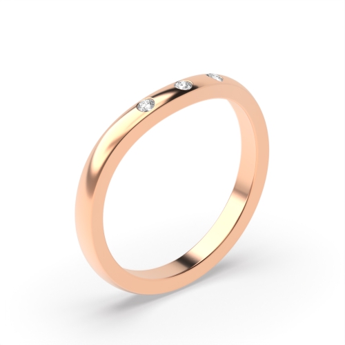 Bezel Setting Round Rose Gold Cipherbeam Diamond Band Wedding Rings & Bands