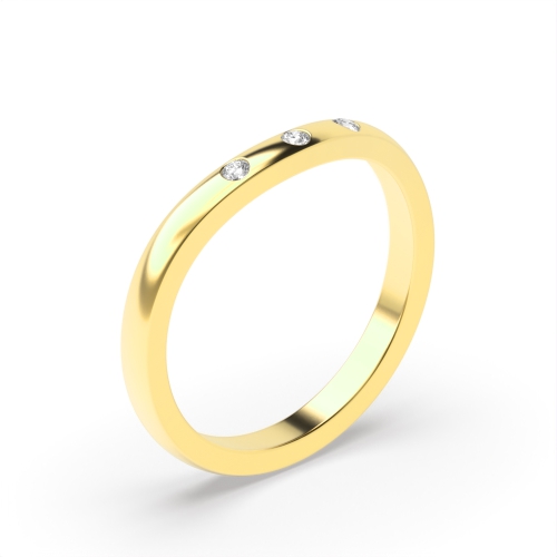 Bezel Setting Round Yellow Gold Cipherbeam Diamond Band Wedding Rings & Bands