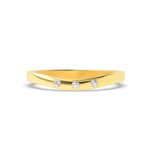 Bezel Setting Round Yellow Gold Cipherbeam Diamond Band Wedding Rings & Bands