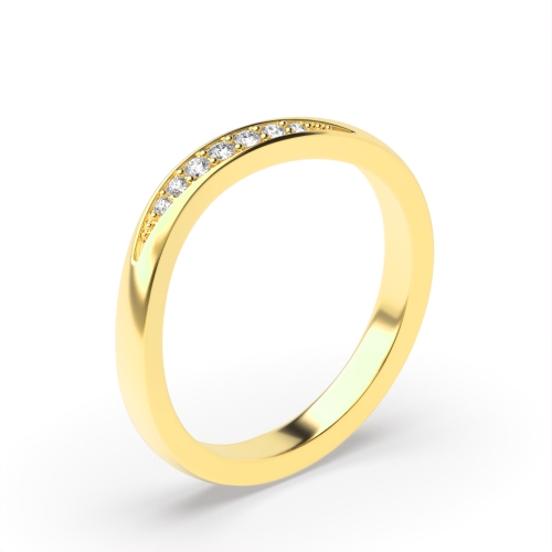 Pave Setting Round Yellow Gold Aurora mosaic Diamond Band Wedding Rings & Bands