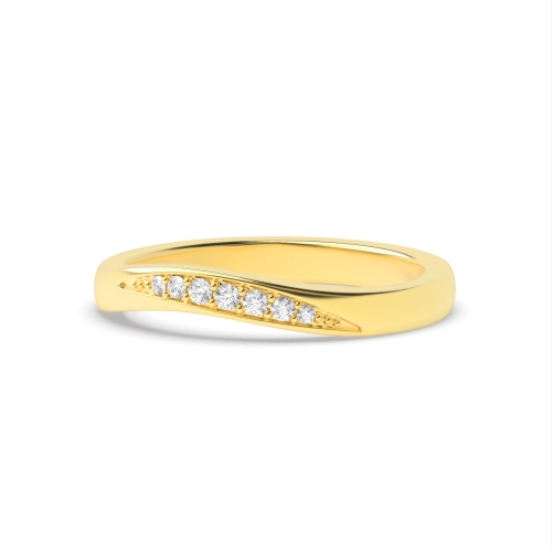 Pave Setting Round Yellow Gold Aurora mosaic Diamond Band Wedding Rings & Bands