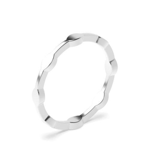 White Gold Carved Women's Plain Wedding Rings & Bands