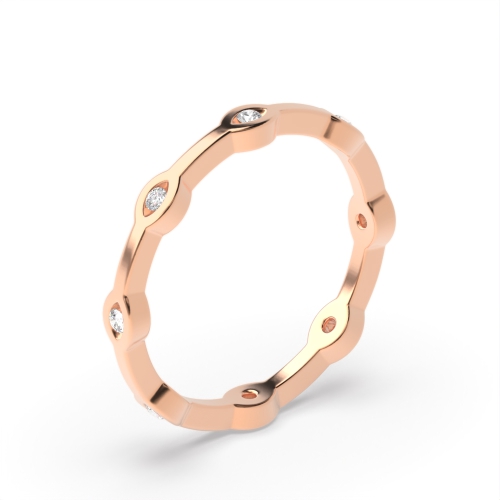 Channel Setting Round Rose Gold Fashion Eternity Diamond Rings