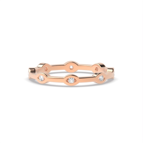 Channel Setting Round Rose Gold Fashion Eternity Diamond Rings