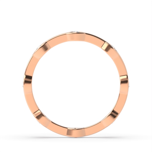 Channel Setting Round Rose Gold Fashion Eternity Diamond Rings