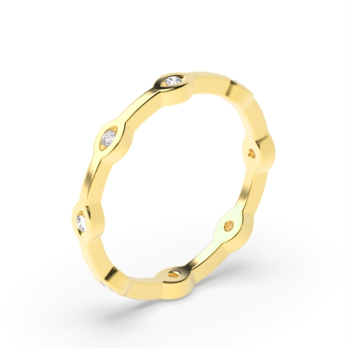 Channel Setting Round Yellow Gold Fashion Eternity Diamond Rings