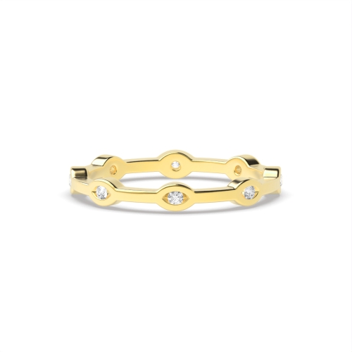 Channel Setting Round Yellow Gold Fashion Eternity Diamond Rings
