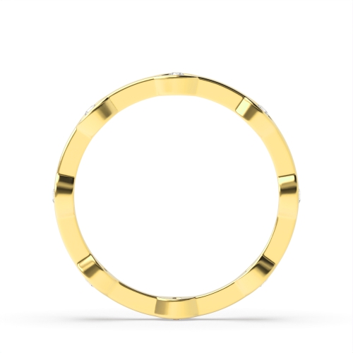 Channel Setting Round Yellow Gold Fashion Eternity Diamond Rings