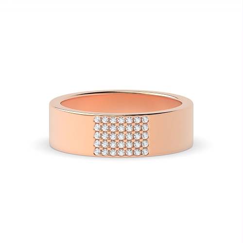 Pave Setting Round Rose Gold Luminance cascade Unique Men's Wedding Rings & Bands