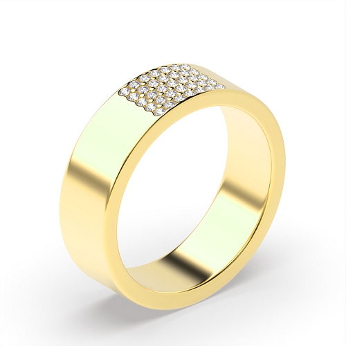 Pave Setting Round Yellow Gold Luminance cascade Wedding Rings & Bands