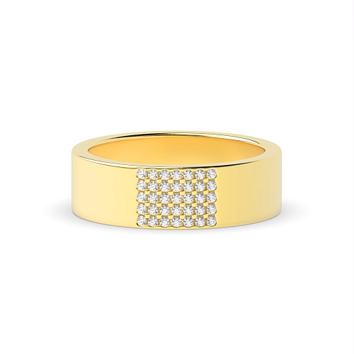 Pave Setting Round Yellow Gold Luminance cascade Wedding Rings & Bands