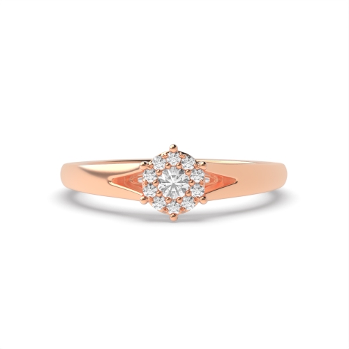 Pave Setting Round Rose Gold Ether radiance Halo Engagement Rings