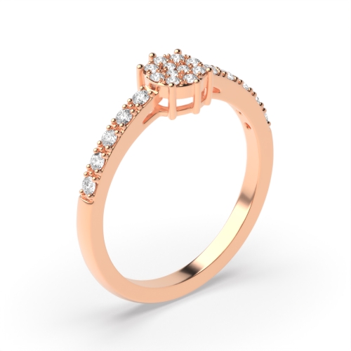 Pave Setting Round Rose Gold Ecliptic bands Engagement Rings
