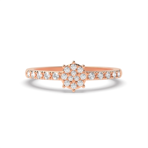 Pave Setting Round Rose Gold Ecliptic bands Engagement Rings