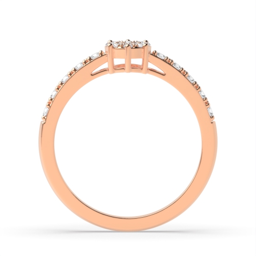 Pave Setting Round Rose Gold Ecliptic bands Engagement Rings