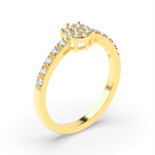 Pave Setting Round Yellow Gold Ecliptic bands Engagement Rings