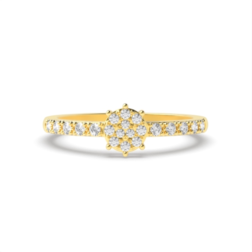 Pave Setting Round Yellow Gold Ecliptic bands Engagement Rings