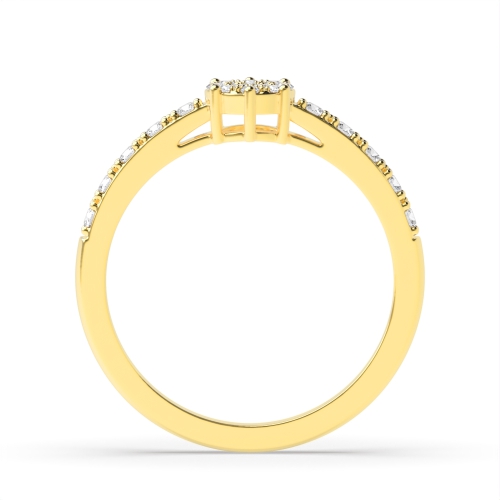Pave Setting Round Yellow Gold Ecliptic bands Engagement Rings