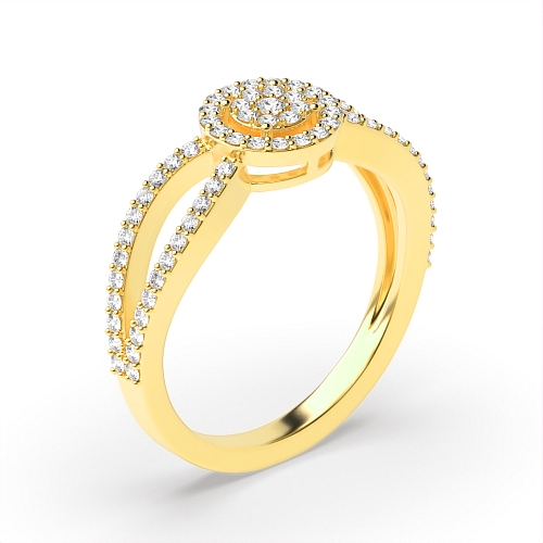 4 Prong Round Yellow Gold Solar dance Engagement Rings