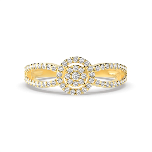 4 Prong Round Yellow Gold Solar dance Engagement Rings