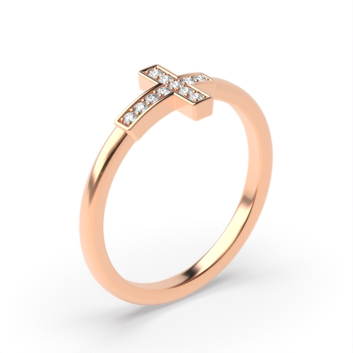 Pave Setting Round Rose Gold Radiance dance Engagement Rings