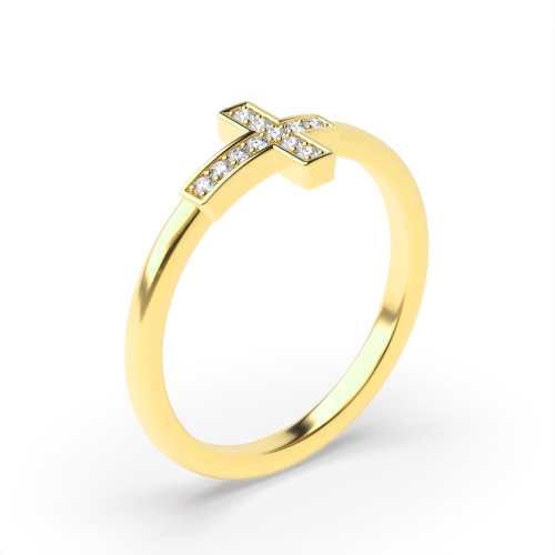Pave Setting Round Yellow Gold Radiance dance Engagement Rings