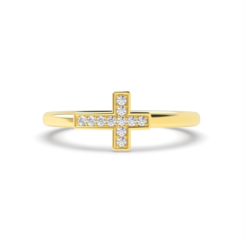 Pave Setting Round Yellow Gold Radiance dance Engagement Rings