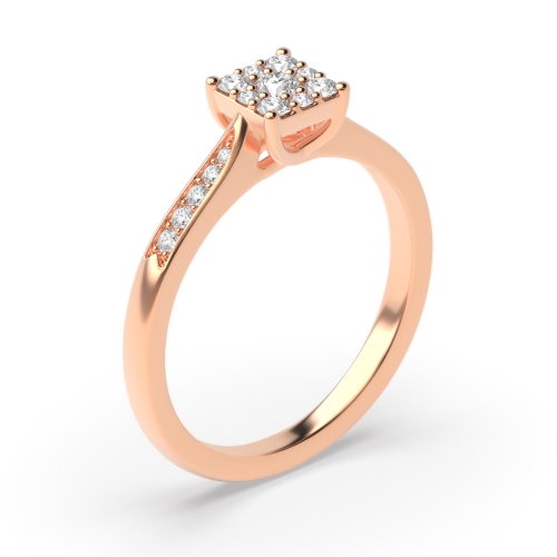 Pave Setting Round Rose Gold Grace Engagement Rings