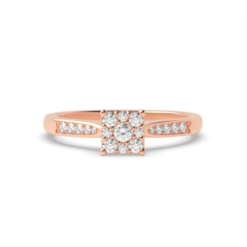 Pave Setting Round Rose Gold Grace Engagement Rings